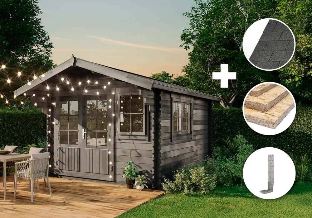 ECO Set - Gartenhütte Gabriel 300 x 400 cm - grau 4x3m Unkategorisiert online kaufen