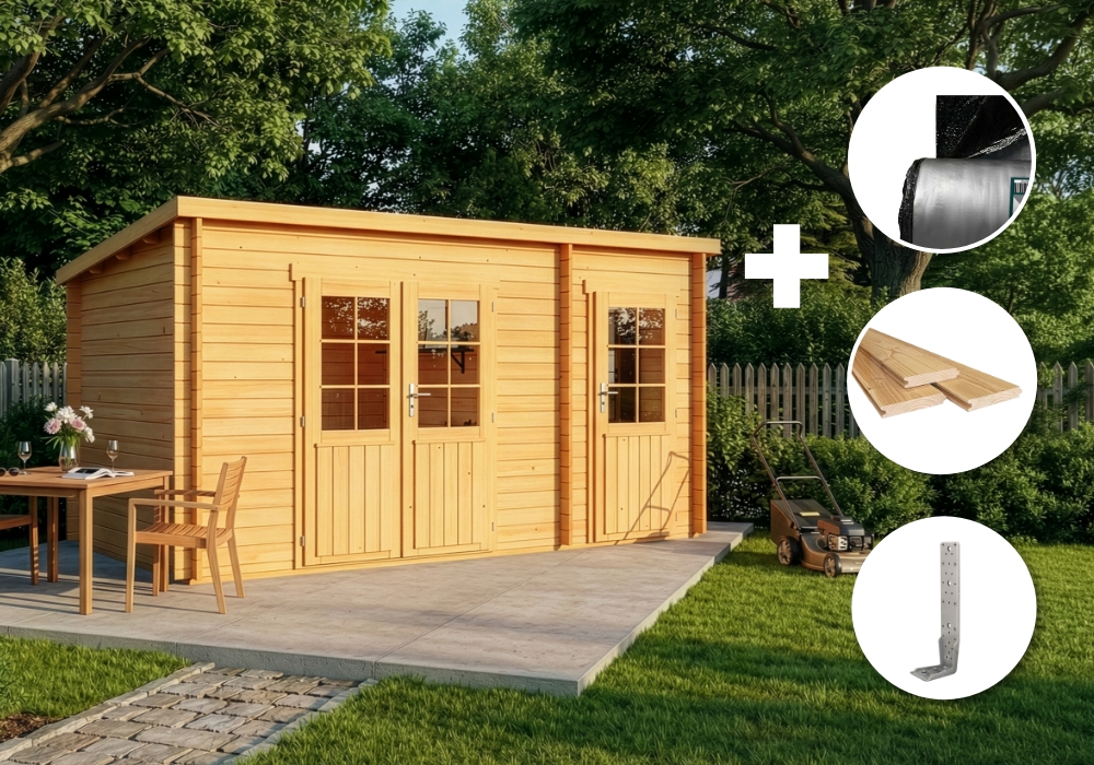 ECO Set - Pultdach Gartenhütte Maria mit Anbau - imprägniert 5x3m Unkategorisiert online kaufen ECO Set - Pultdach Gartenhütte Maria mit Anbau - imprägniert 5x3m Unkategorisiert online kaufen
