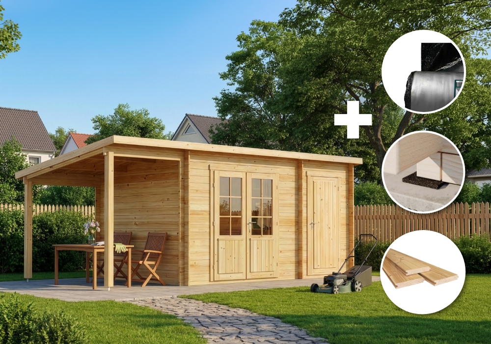ECO Set - Pultdach Gartenhütte Maria mit Anbau & Schleppdach 6x3m Unkategorisiert online kaufen