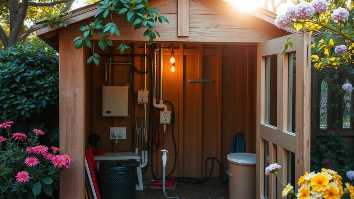 Strom- und Wasseranschluss in der Gartenhütte einrichten Strom- und Wasseranschluss in der Gartenhütte einrichten