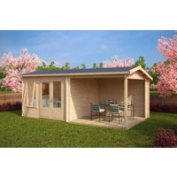 Gartenhütte mit Terrasse “Nora D” 6x3m | Gartenhütte mit Veranda 3x6m aus hochwertigem Fichtenholz | Geräumige Gartenterrasse mit Sonnendach, mit Terrasse