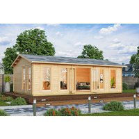5 % billiger: Großes Gartenhütte “Hansa D” 8x5m | Großer Gartenraum - 40m² | Extra dicke 70mm Wände