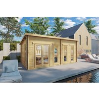14 % billiger: Gartenhütte “Liam” 6x3m | Modernes Gartenblockhaus 16m² | Ideales Homeoffice, Fitnessraum oder Spielzimmer | Flachdach-Gartenhütte