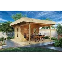 Gartenhütte mit Terrasse „Remo 2” 4x5m | Gartenhütte mit Veranda 5x5m | Terrasse und Terrassenüberdachung | Heller, geräumiger Innenraum mit Sonnendach, mit Terrasse