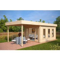 Gartenhütte mit Sonnendach “Jacob E” 7x4m | Großes Gartenhütte mit Sonnendach aus Holz | Gartenhütte mit Flachdach mit Sonnendach