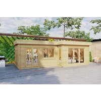 Gartenhütte mit 2 Räumen “Amelia” 9x4m | Gartenbüro mit 2 Räumen - 22 m² | Separate Räume | Fertiges Blockhaus