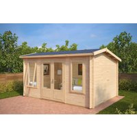 Gartenbüro aus Holz “Eva D” 4x3m | Luxuriöses Gartenhütte 12m² | Holzblockhaus