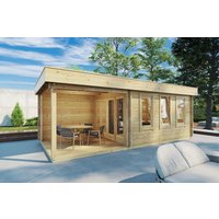 Gartenhütte mit Terrasse “Jacob E” 7x3m | Zeitgenössisches Garten-Sommerhaus mit Veranda - 12m² | Sommerhaus mit Vordach mit Sonnendach, mit Terrasse