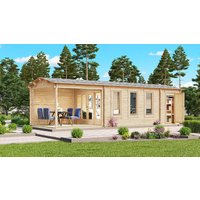 Gartenhütte mit Terrasse & Schuppen “Super Eva E” 9x3m | Gartenhütte mit Veranda 4x9m | Gartenterrasse mit Schuppen, mit Sonnendach, mit Terrasse