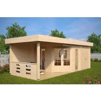 Gartenhütte mit Geräteschuppen & Terrasse “Paula” 5x3m | Großes Gartenhütte 3x8m | Großes Gartenhütte mit Schuppen mit Schuppen, mit Sonnendach, mit Terrasse