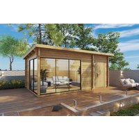Modernes Gartenhütte mit Schuppen “Aron” 6x3m | Modernes Gartenhütte mit Schuppen | 6x3m Gartenhütte | Große Aluminium-Schiebetüren mit Schuppen
