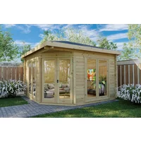 5-Eck-Gartenhütte “Fargo B” 4x4m | 5-Eck-Gartenhütte aus Holz | 4x4m großes Gartenhütte mit 44mm Wandstärke