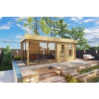 Modernes Gartenhütte “Aurora” 6x3m | Modernes Gartenhütte mit Flachdach | 3x6m großes Gartenhütte mit Schiebetür aus Glas
