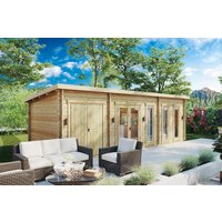 Gartenhütte mit Schuppen “Liam Plus” 8x3m | 3x8m großes Gartenhütte mit Schuppen | 8x3m großes Gartenhütte mit Abstellraum mit Schuppen