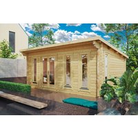 12 % billiger: Pultdach-Gartenhütte “Barbados” 5x4m | Großer Gartenhobbyraum 21m² | Geräumiges, hochwertiges Blockhaus