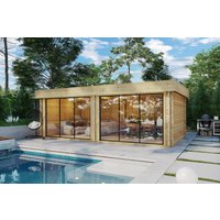 Großes modernes Gartenhütte “Roberta” 7x4m | Großes Gartenhütte | Holzhaus mit modernen Aluminium-Schiebetüren
