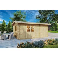 Gartenhütte mit Geräteschuppen “Super Fred” 5x3m | 2-Raum-Gartenhütte mit Schuppen | 3x5m großes Gartenhütte aus Holz | Holzhaus mit Schuppen