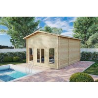 Gartenhütte “Golfsimulator 1” 5x6m | Golfsimulator für den Garten | 5x6m großes Gartenhütte aus Holz mit Satteldach | Gartenbüro