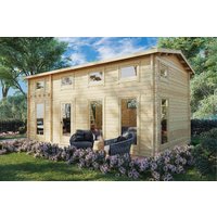 Großes Gartenhütte mit Schlafboden “Schweden J” 7x4m | Großes Blockhaus mit Schlafboden - 35m² | Hochwertiges Blockhaus mit Schlafboden