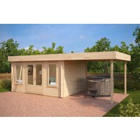 Modernes Gartenhütte mit Vordach “Jacob D” 7x3m | Gartenhütte mit Vordach | Modernes Vordach aus Holz | Gartenhütte 3x7m mit Sonnendach