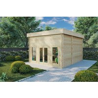 Gartenhütte “Golfsimulator 2” 5x6m | Heim-Golfsimulator aus Holz | Blockhaus mit 5-jähriger Werksgarantie