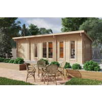 Gartenhütte mit Lagerraum “Barbados Plus” 8x4m | Großes Gartenhütte mit geräumigem Lagerraum 28m² | 5 Jahre Garantie mit Schuppen