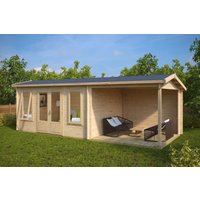 Gartenhütte mit Terrasse “Eva D” 7x3m | Gartenhütte mit Veranda 3x7m | Terrasse und Terrassenüberdachung mit Sonnendach, mit Terrasse