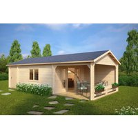 Großes Gartenhütte mit Terrasse “Heinz” 9x4m | Gartenhütte mit Veranda 4x9m | Gartenhütte mit Terrasse und Terrassenüberdachung mit Schuppen, mit Sonnendach, mit Terrasse