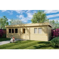Blockhaus mit einem Schlafzimmer “Holiday I” 9x5m | Großes Blockhaus als Ferienhaus kaufen | 5x9m großes Gartenhütte aus Holz mit Schlafboden