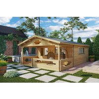 Gartenhütte mit Veranda “Armin XL” 5x8m | Großes Gartenhütte mit Veranda | Gartenhütte mit Terrasse und Terrassenüberdachung mit Sonnendach, mit Terrasse