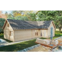 Blockhaus mit Schlafboden “Holiday Max 2” 12x8m | 8x13m großes Gartenhütte mit Schlafzimmern | Holzhaus mit 92mm Wandstärke mit Schlafboden