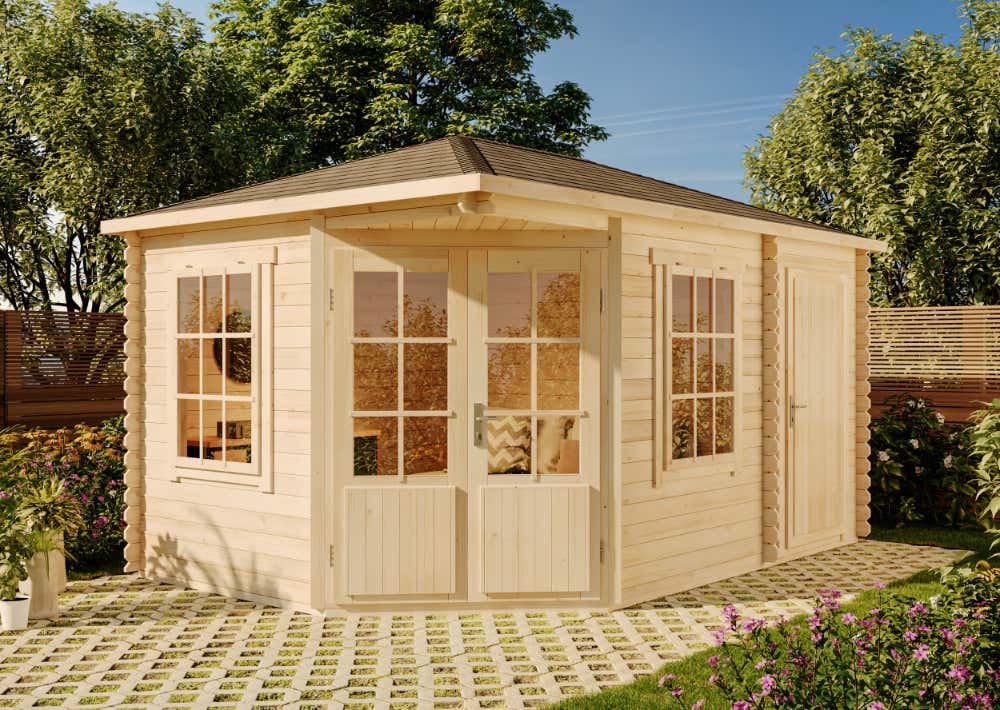 5-Eck Gartenhütte Modell Rhein ISO 4x3m