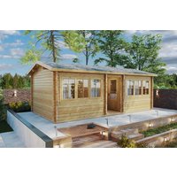 2-Räumen Holzhaus mit Toilette “Granada” 7x4m mit Sonnendach