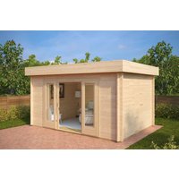 Holz-Gartenbüro “Jacob E” 4x3m | Kleines vorgefertigtes Garten-Sommerhaus | Selbstmontage oder Kauf mit Installationsoption