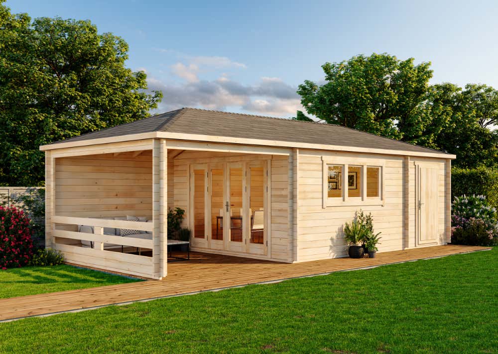 Gartenhütte Montana mit Anbau 9x4m