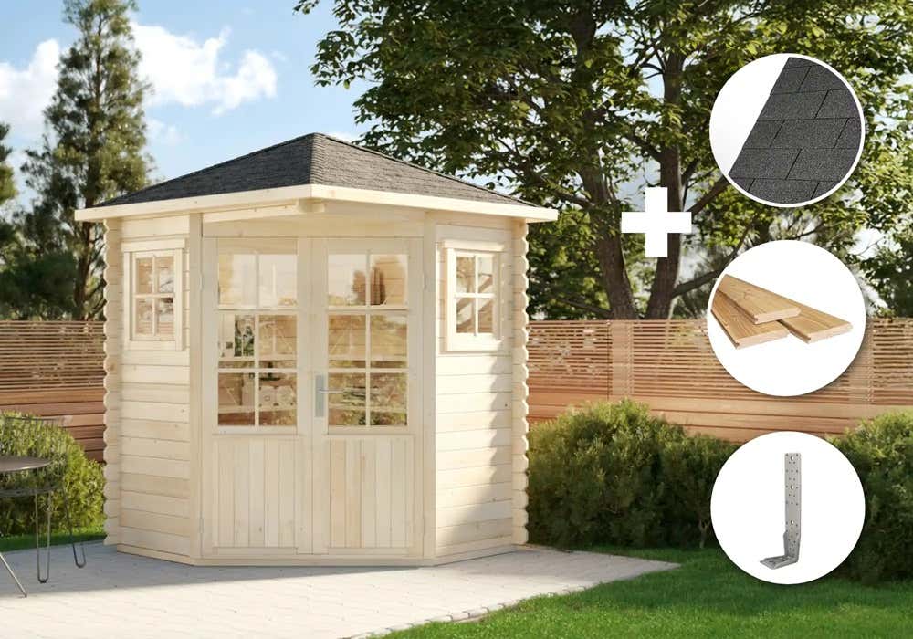 ECO Set - 5-Eck Gartenhütte Sunny A 2x2m