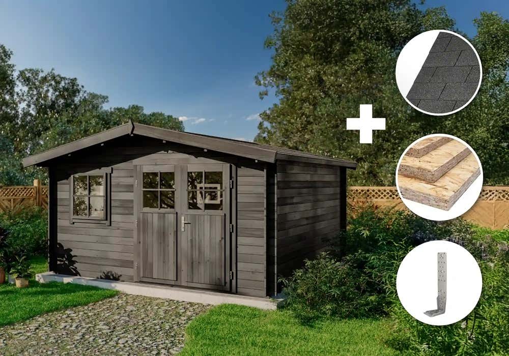 ECO Set - Gartenhütte Valeria - grau 4x4m