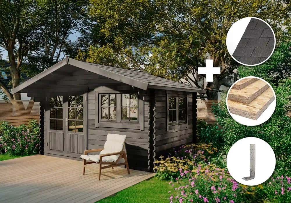 ECO Set - Gartenhütte Gabriel 400 x 300 cm - grau 4x3m