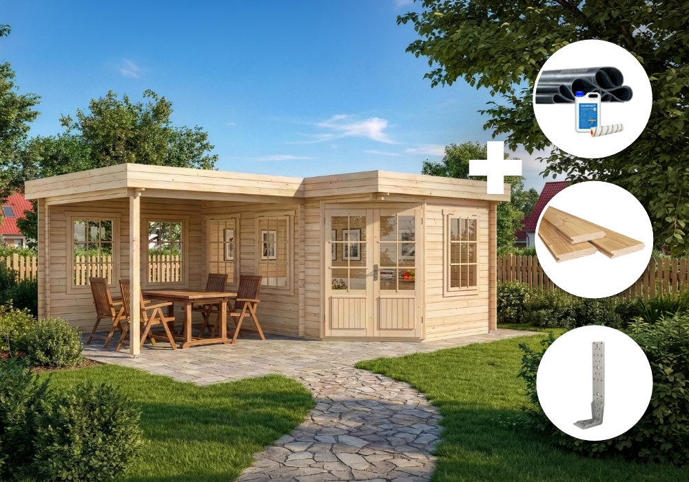 ECO Set - 5-Eck Gartenhütte Pepe 6x5m