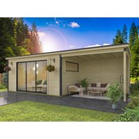 26 % billiger: Fjordholz Gartenhütte Modell Poel-3 mit Anbau 6x3m