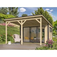 26 % billiger: Fjordholz Gartenhütte Modell Poel-1 mit Vordach 4x3m