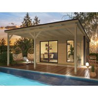 26 % billiger: Fjordholz Gartenhütte Modell Juist-4 mit Vordach 5x4m