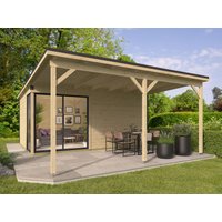 26 % billiger: Fjordholz Gartenhütte Modell Amrum-5 mit Vordach 5x4m
