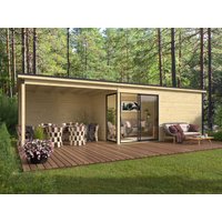 26 % billiger: Fjordholz Gartenhütte Modell Amrum-4 mit Anbau 5x3m