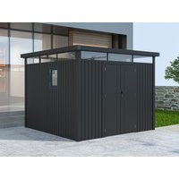 39 % billiger: Metall Gerätehaus Modell Style 7,56 m² Anthrazit 3x2m
