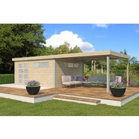26 % billiger: Gartenhütte Alu-Line Modell Kasuko-XXL-mit-Anbau 8x4m