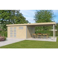 26 % billiger: Gartenhütte Alu-Line Modell Kasuko-L mit Anbau 8x4m