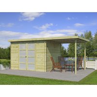 25 % billiger: Gerätehaus Modell Umea 7,38 m² + 200 cm Anbau 4x2m