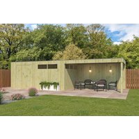 26 % billiger: Gartenhütte Modell QBV3-Line 14,90 m² + 400 cm Anba 5x3m