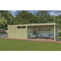 26 % billiger: Gartenhütte Modell QBV3-Line 11,89 m² + 400 cm Anba 6x2m